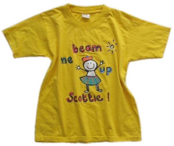 Žluté tričko s potiskem - vel.140