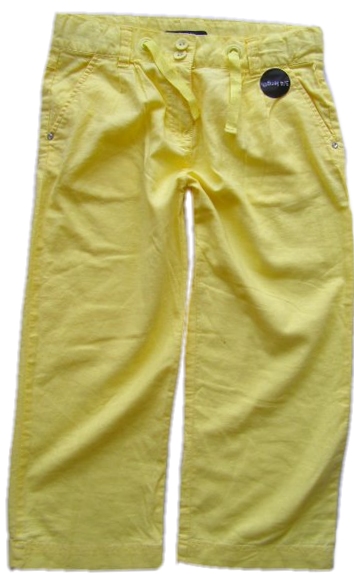 Žluté plátěné 7/8 kalhoty-vel.146