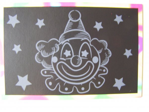 Škrabací obrázek duhový - Hlava klauna