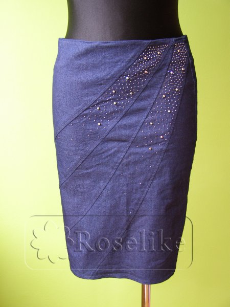 Dámská džínová sukně s kamínky -vel.38