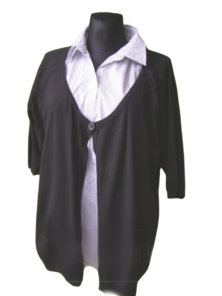 Dámský černý svetr s všitou košilí -vel.52