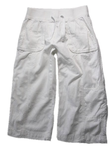 Bílé 3/4 plátěné kalhoty-vel.140