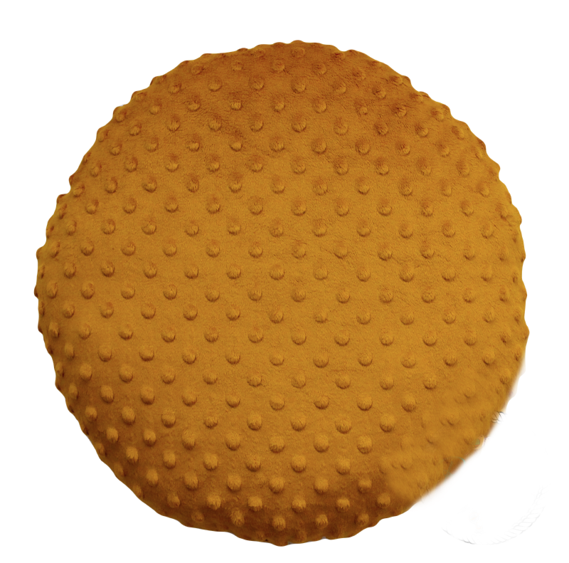 Polštář minky kulatý tmavě hořčicový 35 cm