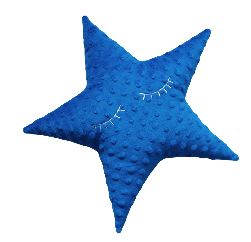 Minky polštářek hvězdička - modrá s očima -36 cm