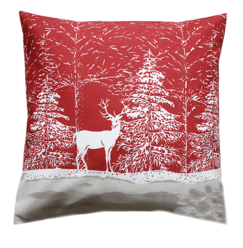 Povlak na polštář vánoční - bordura s jeleny